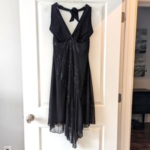 Black long halter dress with sequins